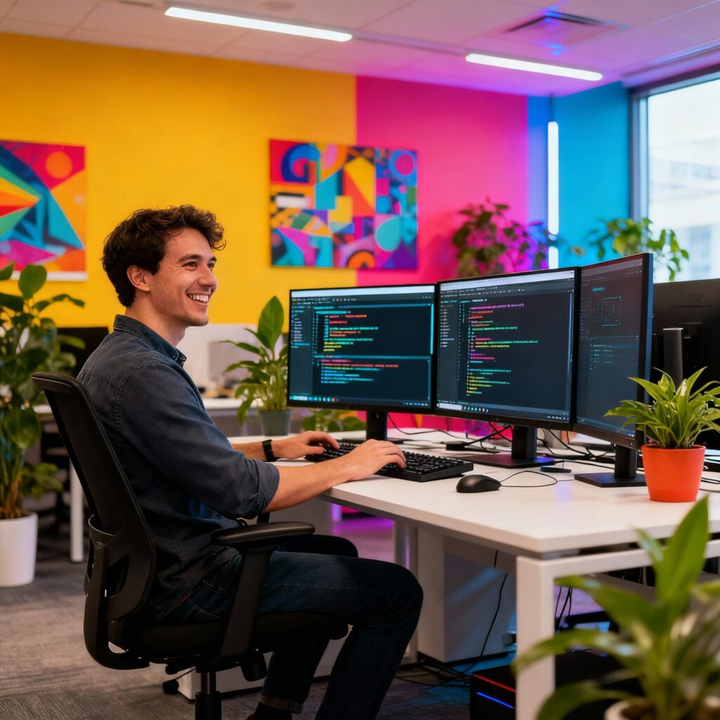 Happy developer exploring AI frameworks